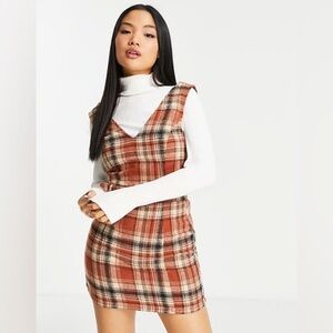 Vila Dress Plaid Tank Mini Academia Twee Size 42 Medium